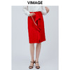 vimage纬漫纪夏季日式工装裙时尚百搭红色半身裙女高腰V1106705 商品缩略图1