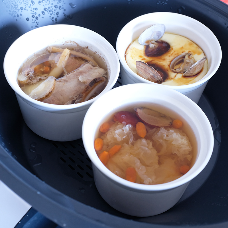 美善品用骨瓷炖盅燕窝排骨蛋米饭炖盅陶瓷纯白带盖