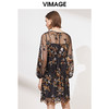 VIMAGE纬漫纪春装款女高腰长袖网纱蕾丝很仙的法国小众连衣裙V1107703 商品缩略图3