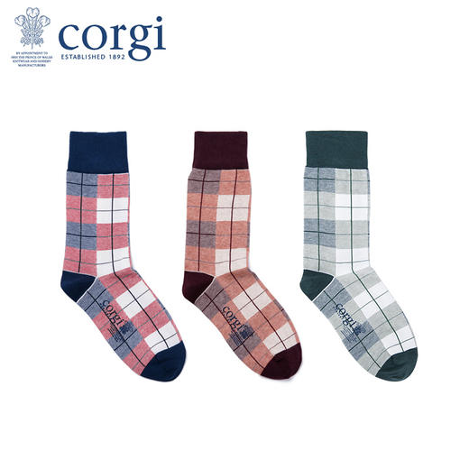英国CORGI·夏季新款男士英伦格纹袜商务精英袜透气轻薄中筒袜 商品图1