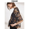 VIMAGE纬漫纪女装春季五分袖雪纺上衣女立领绣花蕾丝衫V1113701 商品缩略图1