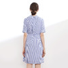 VIMAGE纬漫纪早秋海军领抽绳收腰简约条纹短袖连衣裙中裙V907553 商品缩略图4