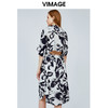 vimage纬漫纪设计师品牌时尚短袖泼墨印花连衣裙夏裙子V1107717 商品缩略图3