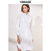 VIMAGE纬漫纪新款白色不规则裙摆方领法式长袖时尚连衣裙女春V1107711 商品缩略图0