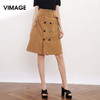 VIMAGE纬漫纪品牌女装秋款大码休闲半身裙女高腰英伦系带中裙V906506 商品缩略图0