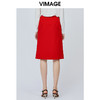 vimage纬漫纪夏季日式工装裙时尚百搭红色半身裙女高腰V1106705 商品缩略图3