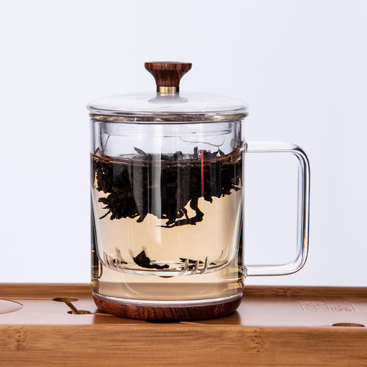 耐热玻璃茶杯泡茶马克杯带盖带过滤内胆双层办公杯男女 茶水分离 商品图1