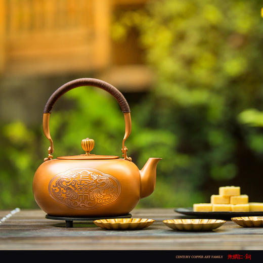 朱炳仁铜 中国人的传家宝 长乐壶  紫铜铜壶茶道家居摆件 商品图2
