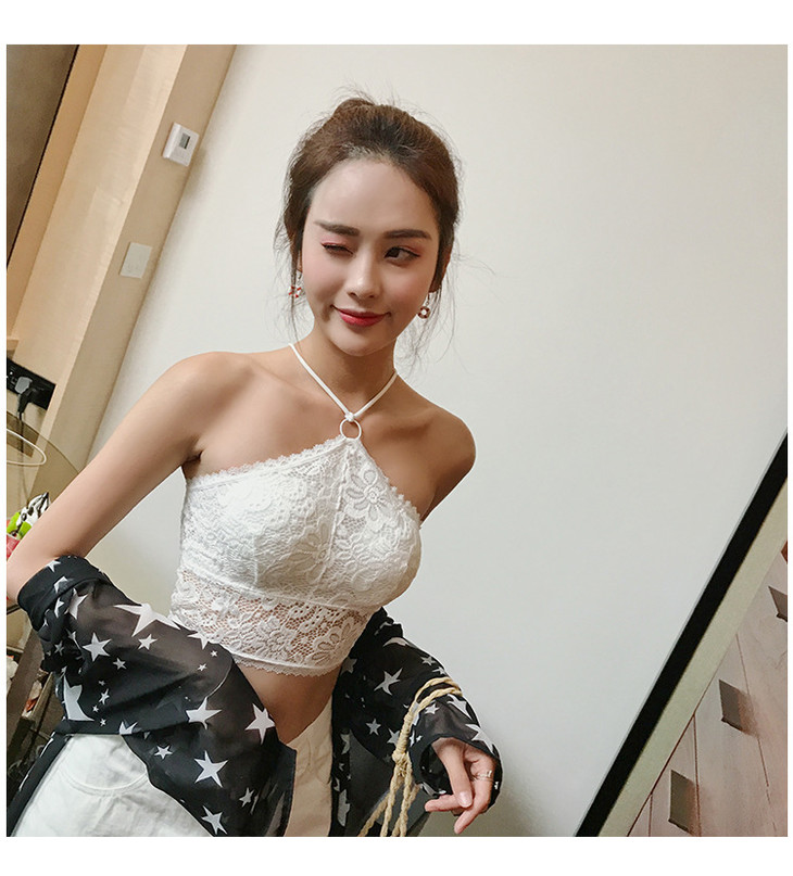 pk蕾丝交叉吊带美背露肩挂脖裹胸无钢圈女薄款打底性感抹胸