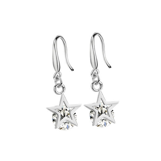 YZC-S925银耳环时尚韩版个性百搭甜美清新五芒星锆石耳环TZW 商品图4