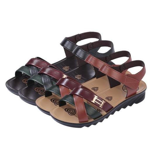 【服饰鞋包】舒适百搭妈妈凉鞋女夏天中老年平跟中年妇女鞋防滑软底老人奶奶鞋 商品图2