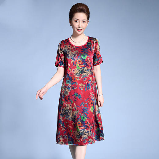 MY-92403高档桑蚕丝妈妈装真丝连衣裙TZW 商品图0