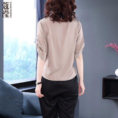 MQ 1791-1904 仿真丝衬衫女短袖上衣 商品图3