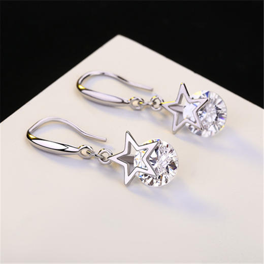 YZC-S925银耳环时尚韩版个性百搭甜美清新五芒星锆石耳环TZW 商品图3