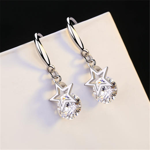 YZC-S925银耳环时尚韩版个性百搭甜美清新五芒星锆石耳环TZW 商品图1