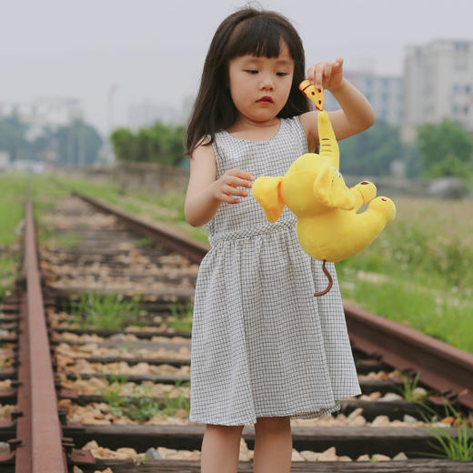 QZ LM19189 女童黄色/白色格子连衣裙 商品图2