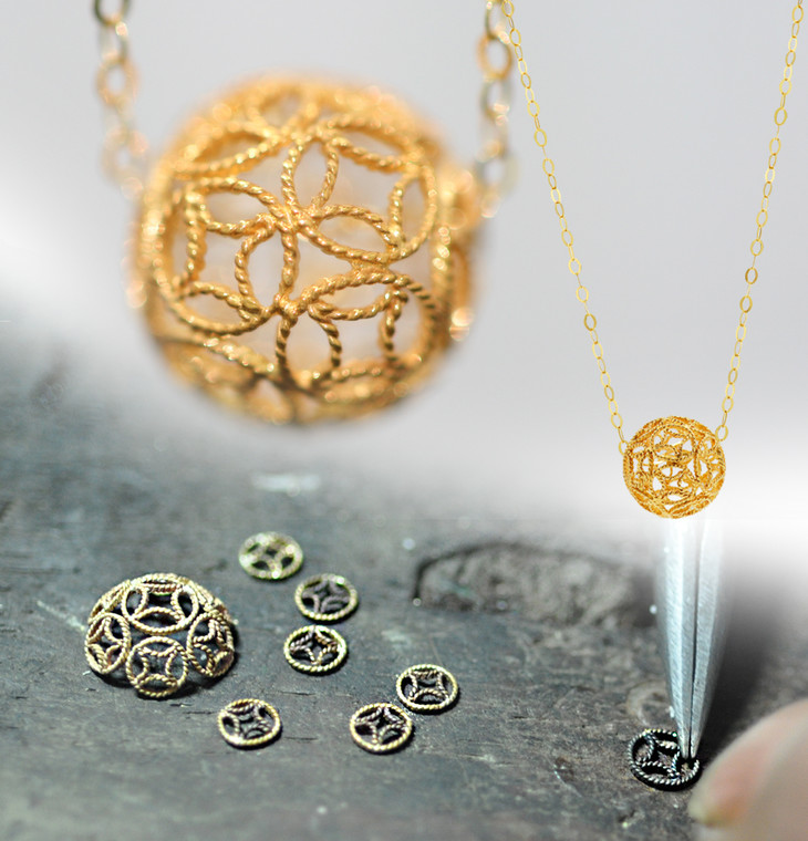 18k黄金纯手工花丝镶嵌招财球含18k黄金闪链o我的珠宝故事