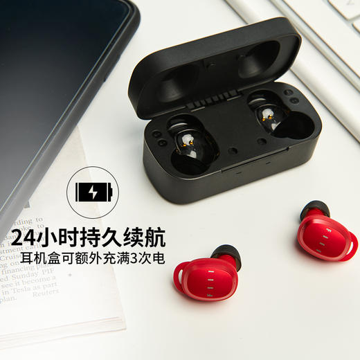 FIIL斐耳耳机 真无线T1蓝牙耳机双耳5.0入耳塞头戴式运动耳机 魔影红 商品图0
