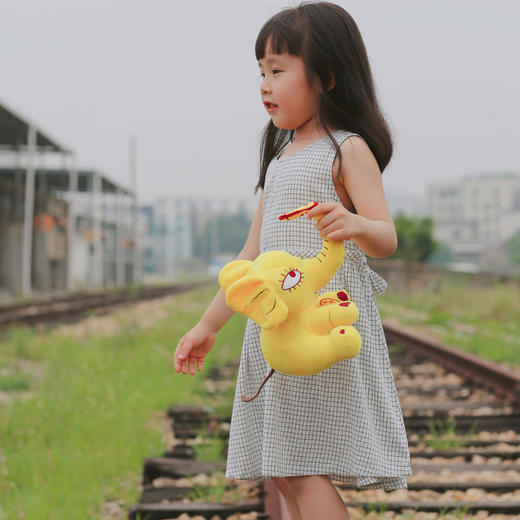 QZ LM19189 女童黄色/白色格子连衣裙 商品图4