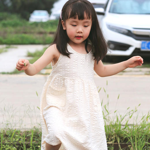QZ LM19191 女童米色/绿色连衣裙 商品图4