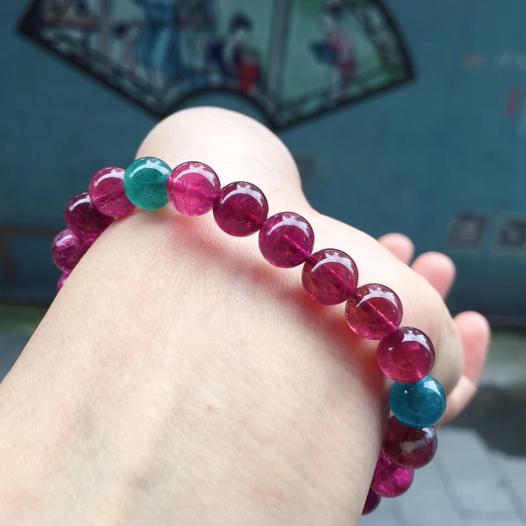 5g,约8.6m老矿鸽血色系宝石红奢华纯色碧玺手链