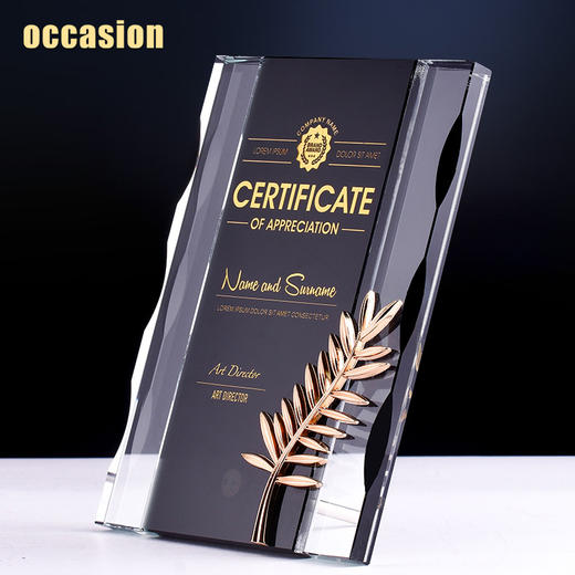 金棕榈水晶奖牌定制定做授权牌荣誉证书加盟代理经销商牌匾制作 商品图2