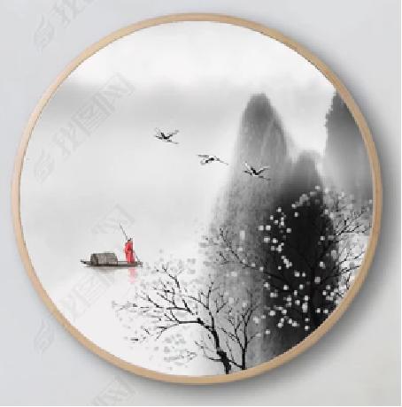 【画作】定制画圆形山水画