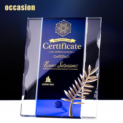 金棕榈水晶奖牌定制定做授权牌荣誉证书加盟代理经销商牌匾制作 商品图1