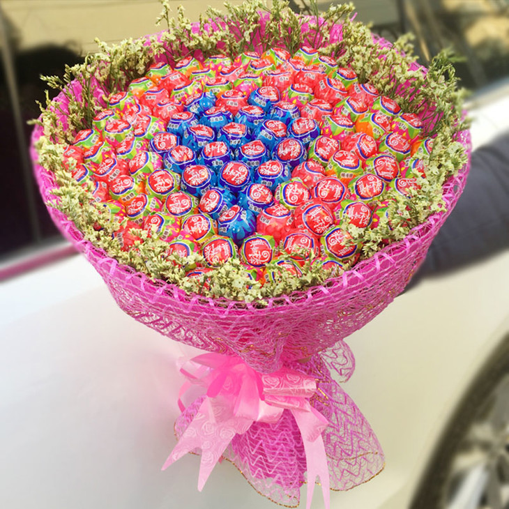 棒棒糖玫瑰花束卡通花束送女朋友老婆闺蜜同事生日告白纪念日61儿童节