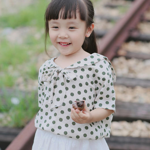 SY LM19005 女童绿波点娃娃衫80-120 商品图0