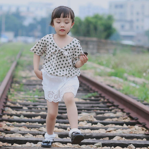 SY LM19005 女童绿波点娃娃衫80-120 商品图4