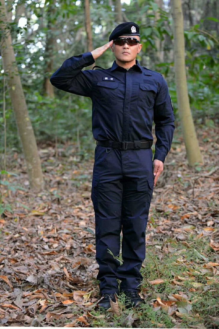 最新高弹力藏蓝色作训服长袖上衣