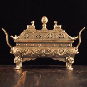 老货白铜《汉庭方鼎熏香炉》