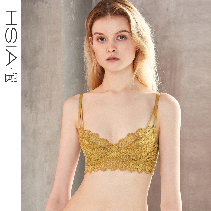 HSIA遐 内衣女薄款 春·云雀3/4杯性感绑带无海绵蕾丝超薄聚拢文胸