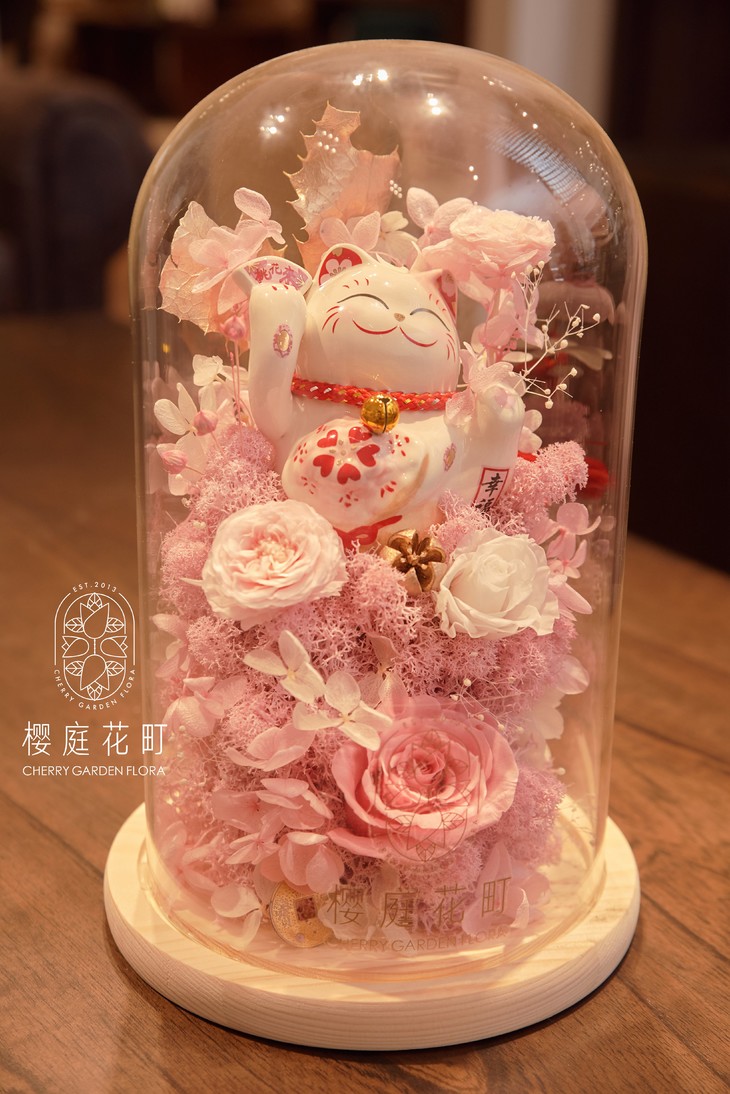【招财系列】招福桃花猫永生花樽