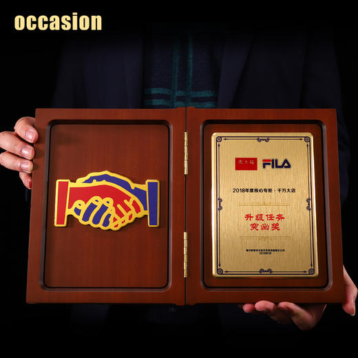 可合页木质证书奖牌定制定做徽章金属授权牌高档创意加盟荣誉牌匾 商品图2