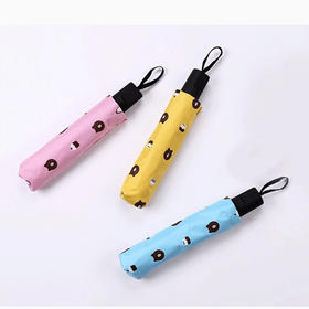 美人鱼三折布朗熊手动黑胶防晒晴雨伞 加固防风女生遮阳伞