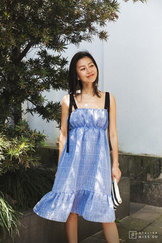 AtelierMissLu / Nola-冰雪蓝撞色飘带连身裙 商品图8
