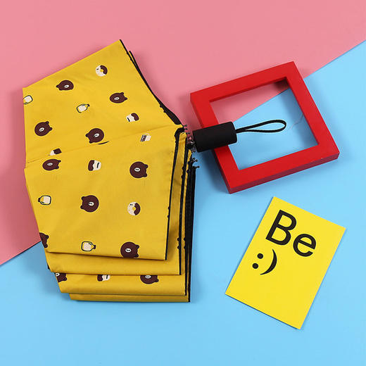 美人鱼三折布朗熊手动黑胶防晒晴雨伞 加固防风女生遮阳伞 商品图1