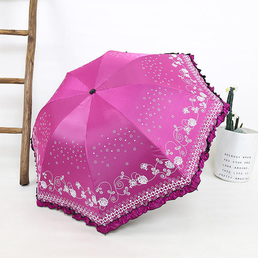 美人鱼黑胶变色龙精品雨伞折叠防紫外线防晒遮阳晴雨两用太阳伞 商品图0