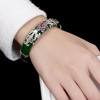 YLY-002纯银马克赛石镶嵌白绿玉髓开口手镯 商品缩略图2