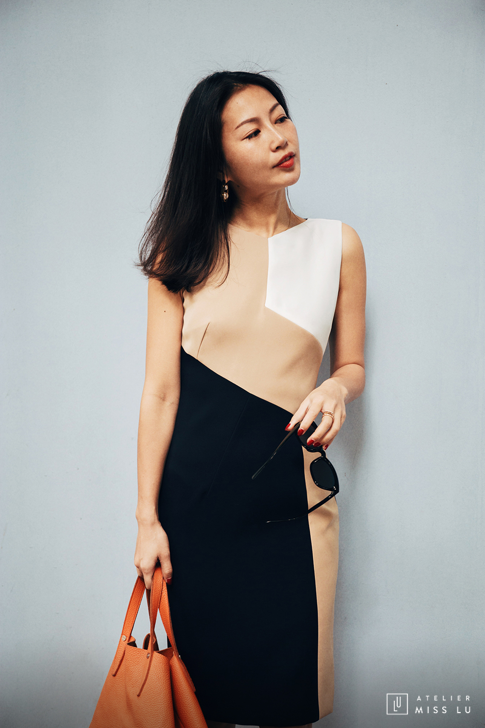 AtelierMissLu / Elly-三色拼接修身连身裙