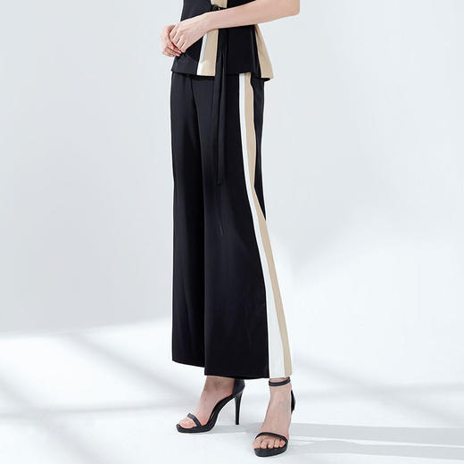 EITIE爱特爱女装夏季宽松薄款显瘦拼色垂感直筒休闲长裤5905621 商品图2