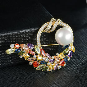 DLSP-新款花环衣饰锆石胸花高档时尚胸针配饰TZW