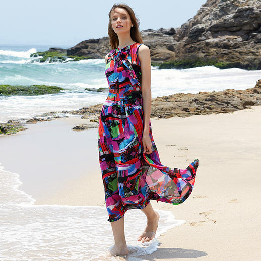 EITIE爱特爱女装夏季很仙的法国小众长款抽象印花连衣裙5907637 商品图2