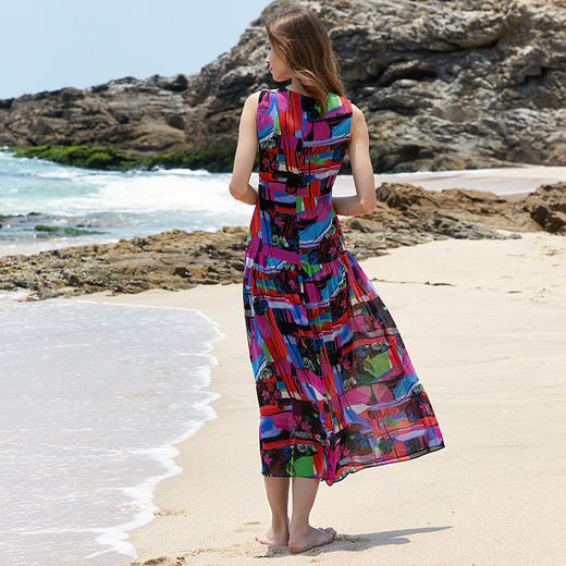 EITIE爱特爱女装夏季很仙的法国小众长款抽象印花连衣裙5907637 商品图3