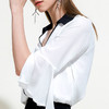 EITIE爱特爱女装夏季七分荷叶袖超仙气翻领拼色衬衫5913615 商品缩略图2