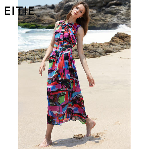 EITIE爱特爱女装夏季很仙的法国小众长款抽象印花连衣裙5907637 商品图1