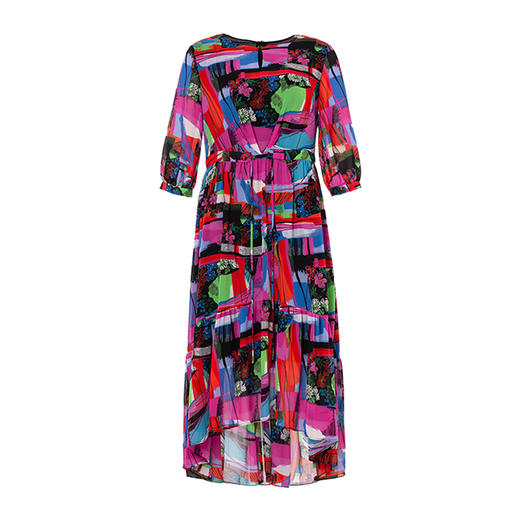 EITIE爱特爱女装夏季新款五分袖优雅不规则印花连衣裙中长款5907636 商品图10