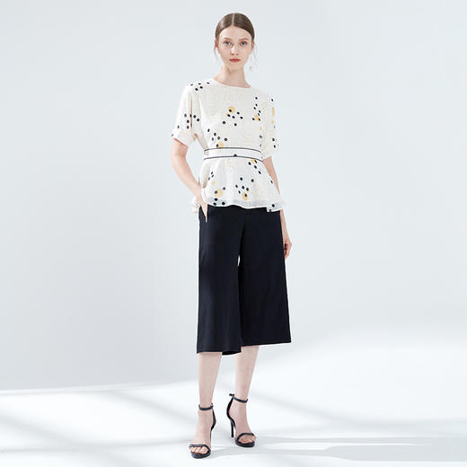 EITIE爱特爱女装夏季新款收腰显瘦短袖时尚波点小上衣女B1913252 商品图1
